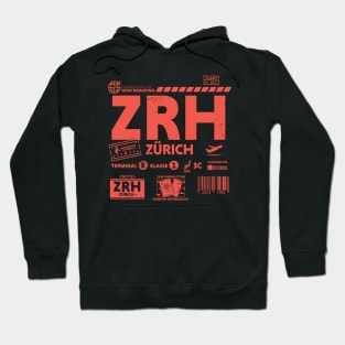 Vintage Zurich ZRH Airport Code Travel Day Retro Travel Tag Hoodie